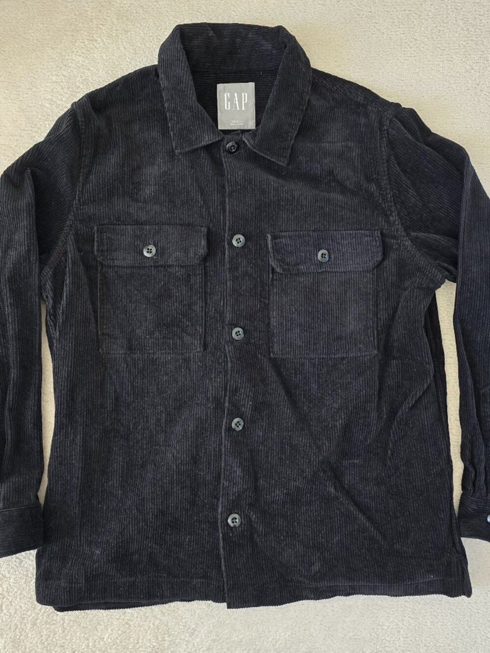 NWOT Black Corduroy Shirt Jacket, Gap, Mens Size Small